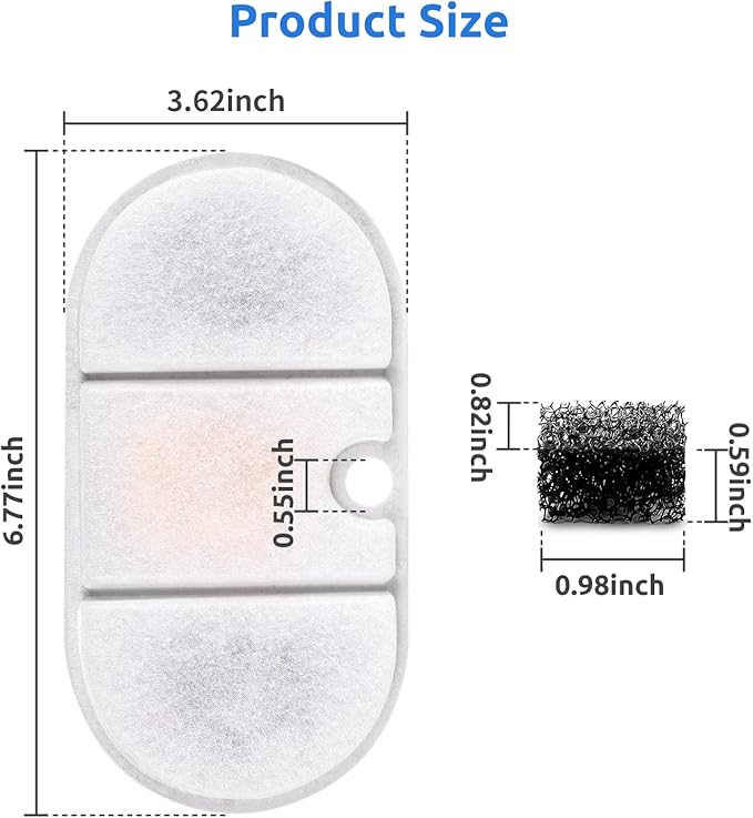 8 Replacement Filters + 8 Sponges Cat Water Fountain Filters Compatible with PETLIBRO Capsule Pet Water Fountain: PLWF002, 71oz/2.1L Ultra Quiet-BPA-Free