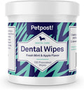 Petpost Dental Wipes for Dogs | 100 Count Presoaked Pads in Natural Tooth Cleaning Solution | Bad Breath and Tooth Buildup Remover