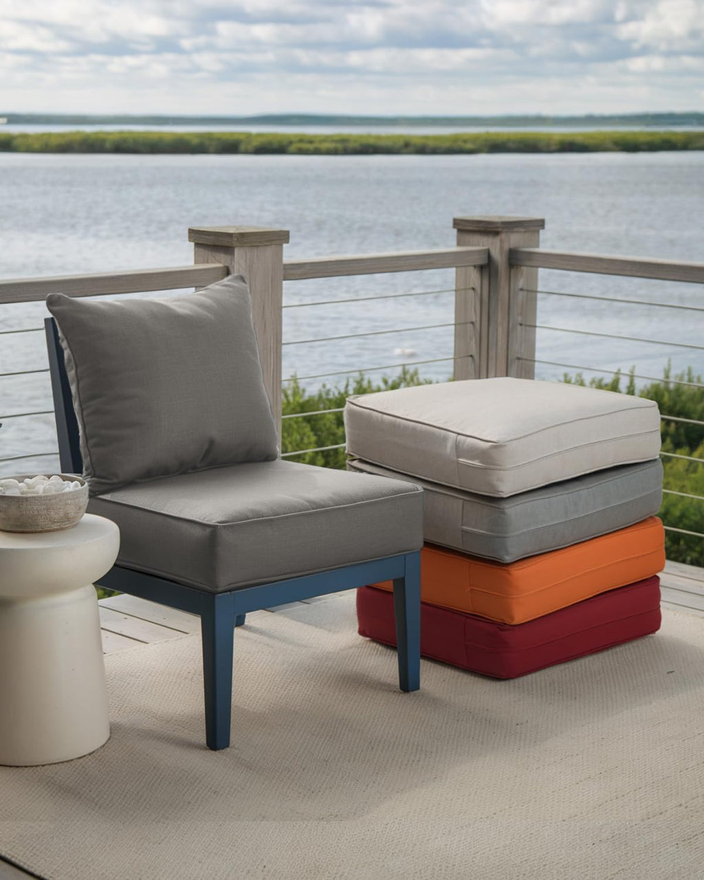 Luxury 24x24x6 Inch Outdoor Chair Cushions Set of 4 - Heavy Duty Water-Resistant Comfortable Cushion for Patio Furniture Set Dining Gliding Rocking Chairs Loveseat L-Shape Sofa - Grey