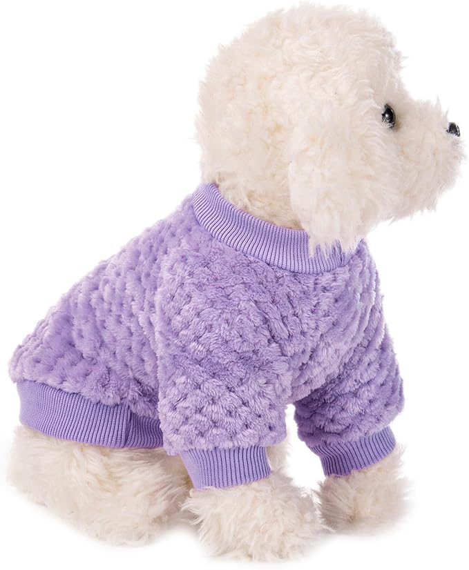 POMIU Dog Sweater, Dog Sweaters for Small Medium Dogs or Cat, Warm Soft Flannel Pet Clothes for Dogs Girl or Boy, Dog Shirt Coat Jacket (Peach+Purple+Rose, XX-Large)