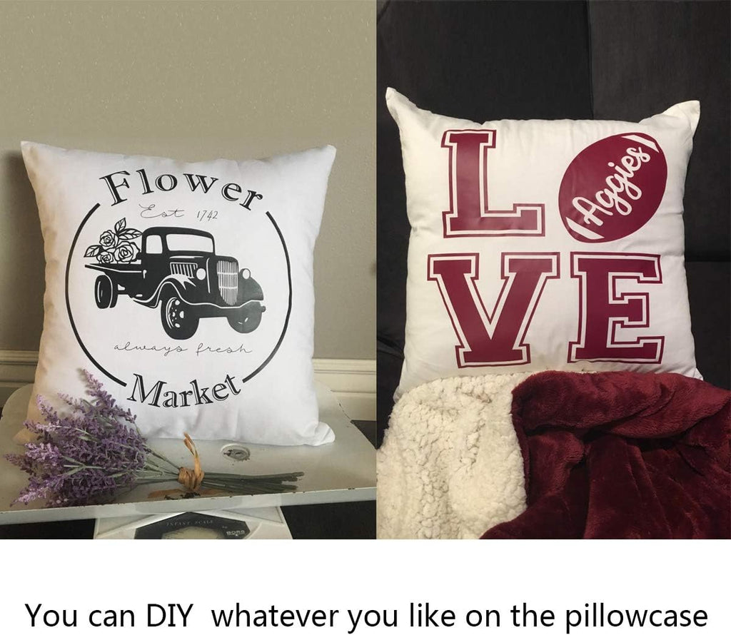 Thmyo 4-Pack 100% Cotton Comfortable Solid Decorative Throw Pillow Case Square Cushion Cover Pillowcase Sublimation Blank Pillow Covers Christmas DIY Throw Pillowcase for Sofa(22x22inch/55x55cm,White)