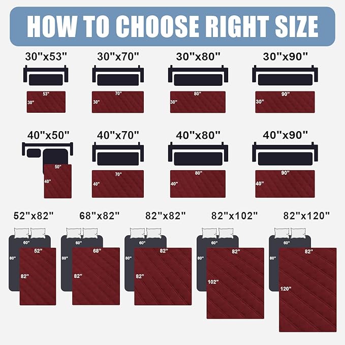 Smiry Waterproof Dog Bed Cover Pet Blanket, Soft Washable Dog Blanket for Furniture Bed Couch Sofa Reversible, Checkered (30"x70", Wine Red/Beige)