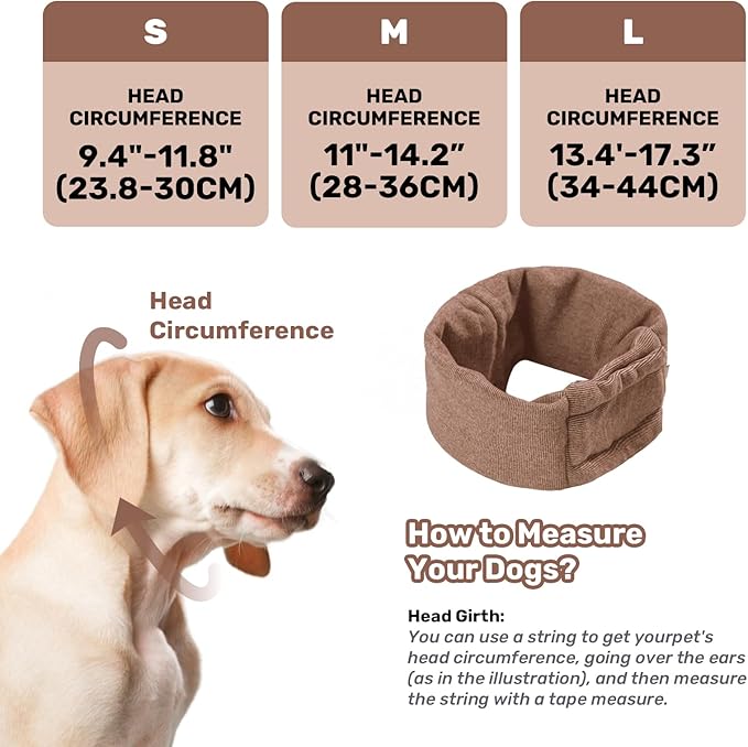 Dog Calming Hoodie, No Shake Ear Wraps for Dogs, Adjustable Dog Ear Muffs for Noise Protection, Ear Wrap Head Cover for Head Warp Anxiety Relief, Hematoma, Grooming and Force Drying