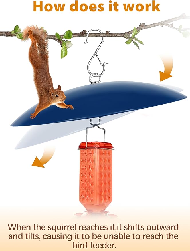 Bird Feeder Dome Guard,Squirrel Baffle for Hanging Feeder,13-Inch Cover for Shepherd's Hook in The Outdoors (Blue), 2 Pack