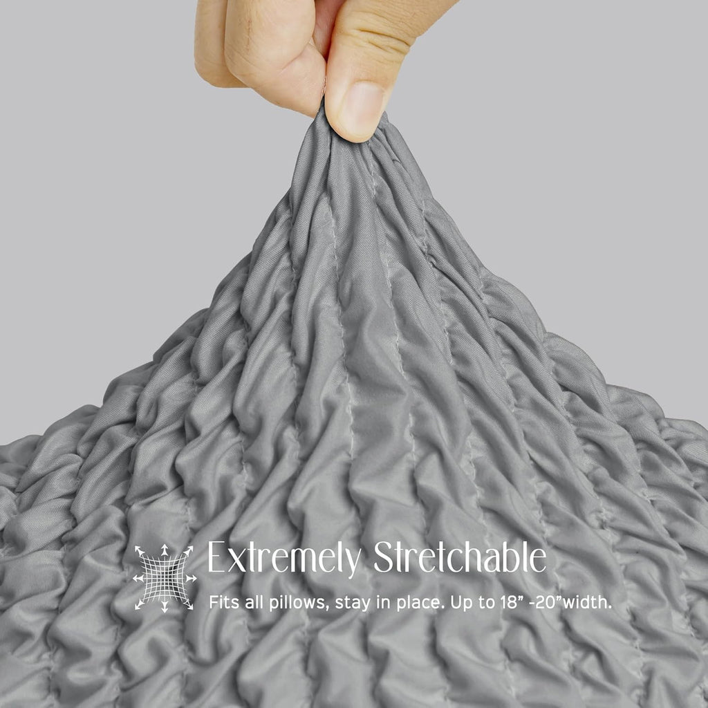 Throw Pillow Covers 18x18 Inch Solid Stretch Fabric Flexible Size Decorative Pillow Covers 20x20 Inch with Hidden Zipper Farmhouse Square Cushion Case for Couch Sofa Bed (Pack of 1, Grey)