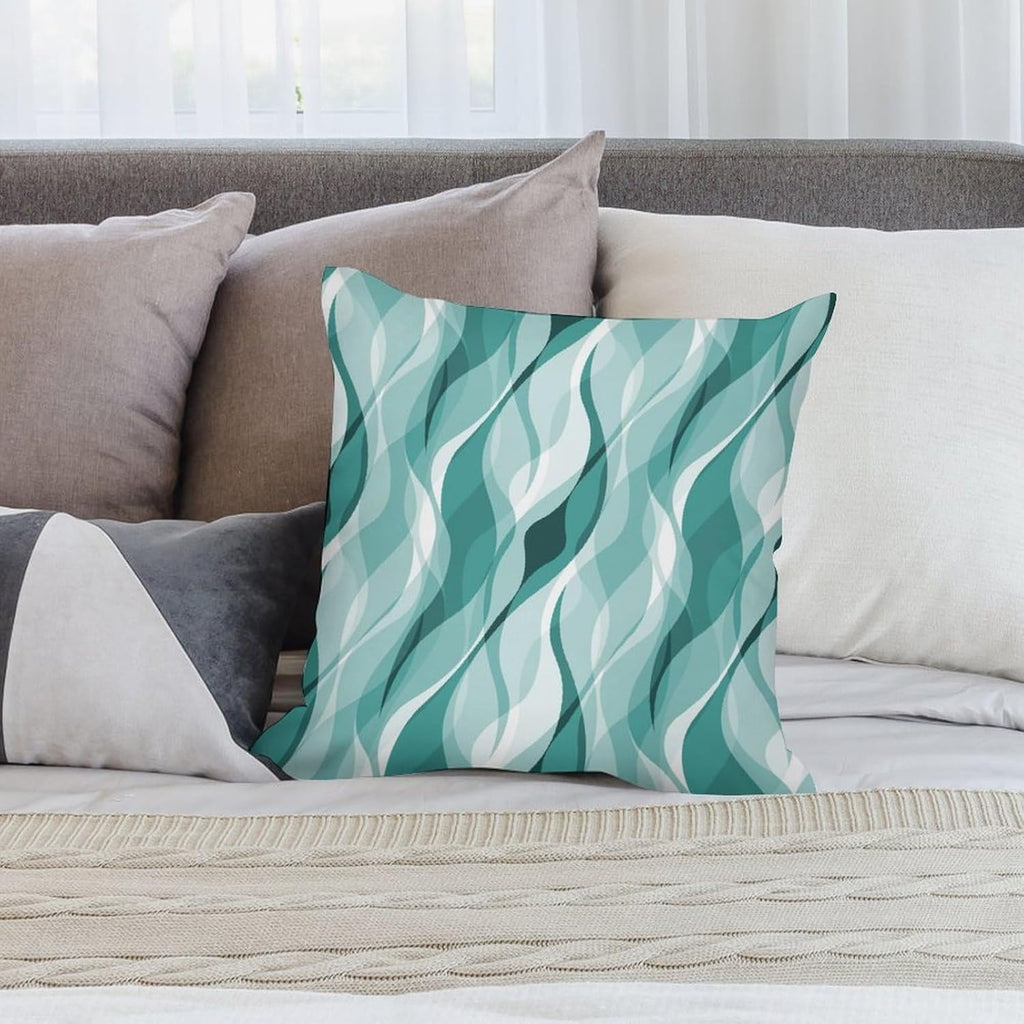 Teal Throw Pillow Covers Abstract Turquoise and Grey Striped Decorations for Bedroom Living Room Farmhouse Sofa Pillows Bed Couch 12x12 Inch