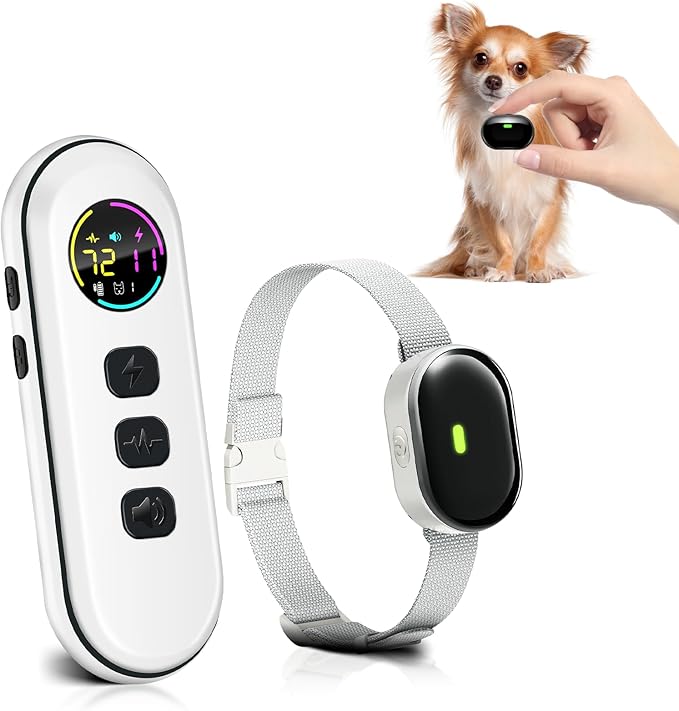 2025 Upgraded Ultra-Small Shock Collar, Ultra-Light & Thin Shock Collar for Small Dogs 5-15lbs, Ultra-Modern Design, 3 Training Modes-Beep, Vibration and Shock with Safety Lock, IPX7 Waterproof, Beige