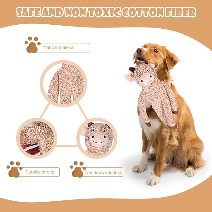 Rabbit No Stuffing Dog Toys for Large Dogs, Squeaky Crinkle Interactive Dog Animals Toys, Plush Teething to Keep Them Busy, Cute Funny Dogs Gifts for Small Medium Large Breed