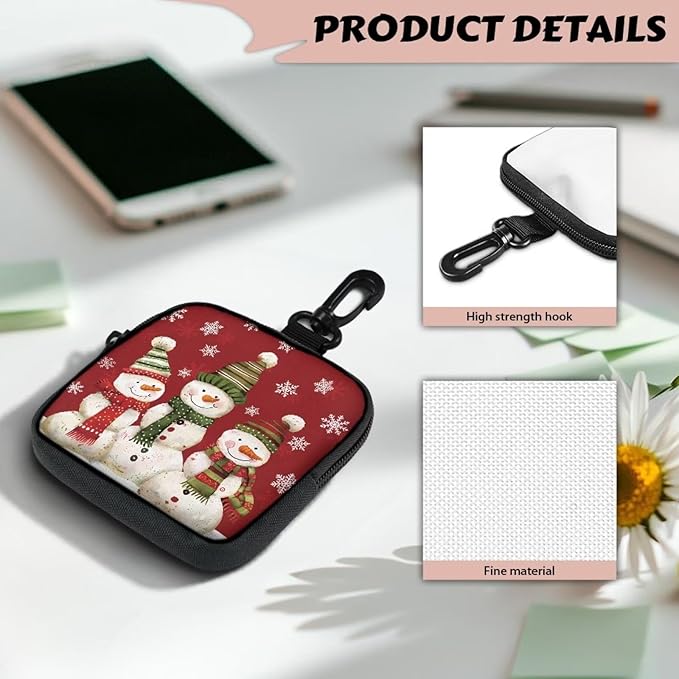 KEIAHUAN Christmas Snowman Zippered Dog Treat Pouch Red Pocket Sized Dog Training Treat Pouches Hands-Free Pet Feed Snack Reward Pocket for Training, Walking & Outdoor