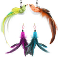 ROSAUI Interactive Cat Toy Replacements - Set of 4 Bird and Feather Attachments for Cat Teaser Wand - Lifelike Birds & Natural Feathers for Indoor Play - Ideal for Cats & Kittens