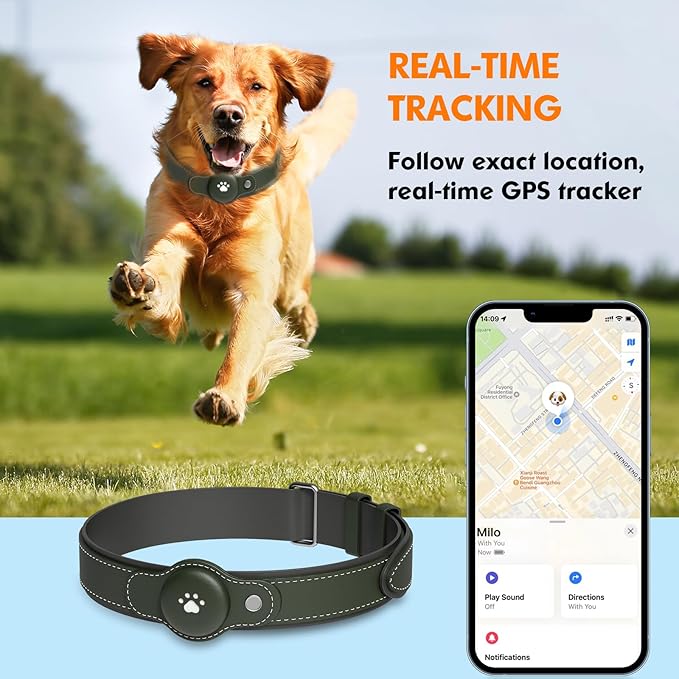 BONSO 2-in-1 GPS Tracker for Dogs: Smart Collar with Real-Time Location, No Monthly Fee, Unlimited Range (iOS Only) GPS Tracker Dog Collar- Ideal for Small, Medium Large Dogs(Tracker Included)(Green)