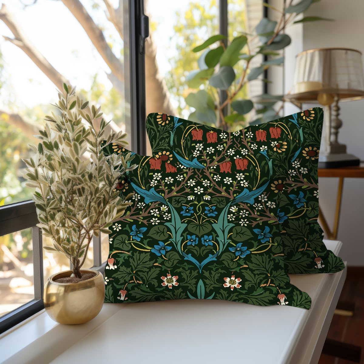 Vintage Flowers Throw Pillow Covers, Set of 2 Floral Pillow Covers, Pillow Covers 18x18, Retro Botanical Bedroom Home Living Office Bed Sofa Couch Decor Floral Pillow Cases Pillow Protector