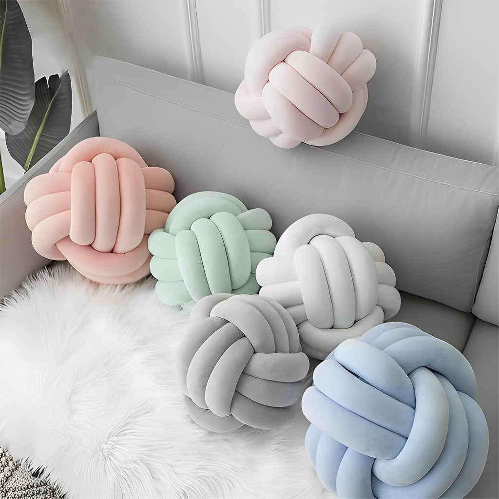 Knot Ball Pillows, Round Throw Pillow Cushion Home Decoration Soft Plush Pillow, Throw Knotted Ball Pillow Handmade Children Room Decoration Round Plush Toy Pillow (Light Green,11"/28cm)