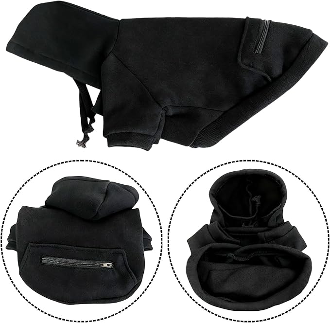 Jecikelon Winter Dog Hoodie Sweatshirts with Pockets Warm Clothes for Small Dogs Chihuahua Coat Puppy Custume Clothing (Large, Y02-Black)