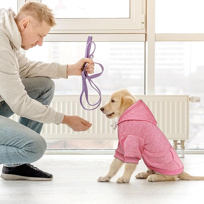Dog Sweaters for Small Dogs Dog Hoodie Fleece Soft Pet Clothes Sweatshirt with Pocket Pet Hoodie for Small Dogs Puppy Sweater(Pink&XS)