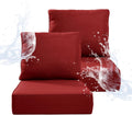 6" Thicker Outdoor Chair Cushion 2 Sets - 24" *24" *6" Waterproof Patio Furniture Cushions with Removable Cover, 28D High Density Sponge Filling Thicken Outdoor Patio Cushions - Red