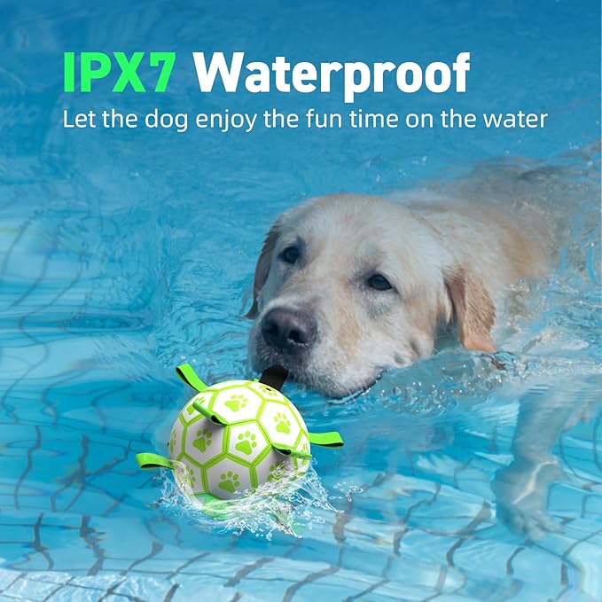 QDAN Premium Glow in The Dark Dog Toys, Dog Ball with Straps, Soccer Ball for Dogs, Outdoor Dog Toys, Pet Birthday Toys, Puppy Essentials for Medium to Large (8Inch)