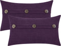 HWY 50 Purple Chenille Throw Pillow Covers 12x20 Inch with Triple Buttons, Soft Farmhouse Accent Decorative Cushion Cases for Couch Sofa Bed Living Room Pack of 2 Rectangle