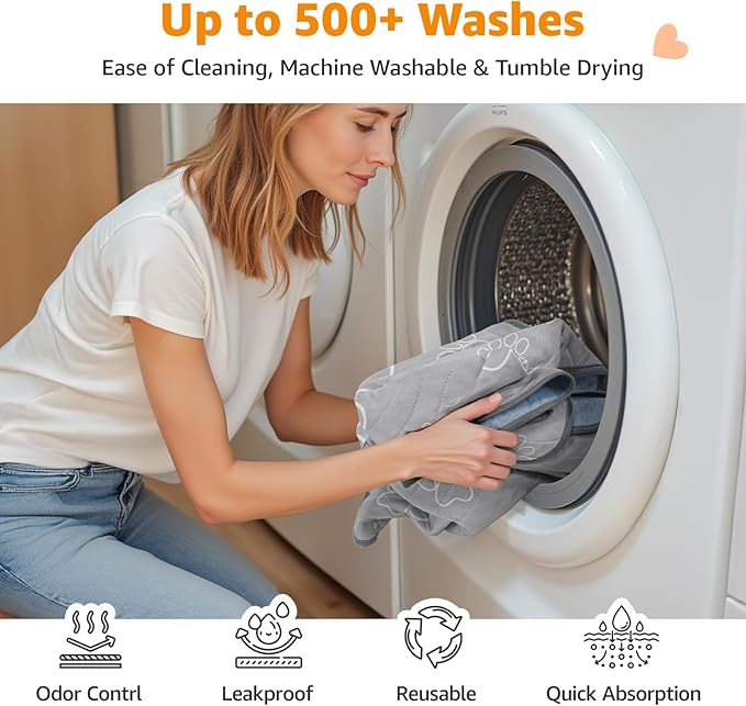 Washable Pee Pads for Dogs Reusable: 2 Pack Reusable Puppy Pads Waterproof and Absorbent - Non-Slip Dog Whelping Pads for Crate, Floor, Couch, 30"x 34"