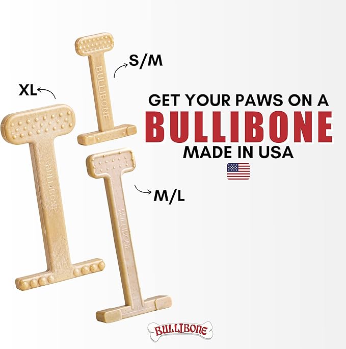 Bullibone Nylon Dog Chew Toy Nylon Bone - Improves Dental Hygiene, Easy to Grip Bottom, and Permeated with Flavor (Peanut Butter, Small - Single)