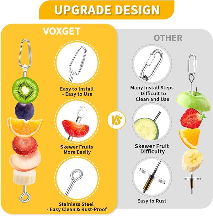 3 Pcs Bird Food Holder for Cage, Parrot Food Treat Skewer Hanging Fruit Vegetable, Stainless Steel Bird Foraging Toy for Cockatiel Parakeet Budgie Macaw Small Animals Feeder -Silvery, 3 Pcs