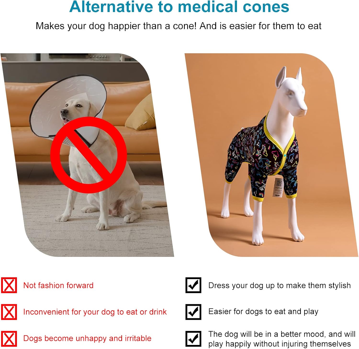 LovinPet Large Dog Pajamas - Stretch Knit Dog Shirt, PJs for Pitbulls, Unicorn Print, Lightweight Pullover Pet PJs, Pet Pajamas for Dogs, Pitbull Clothes, Pitbull Shirt, Blue XL