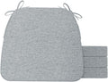AAAAAcessories D-Shaped Chair Cushions, 2" Thick Dining Chair Pads with Ties and Removable, Machine-Washable Cover, 17" x 16", Set of 4, Gray