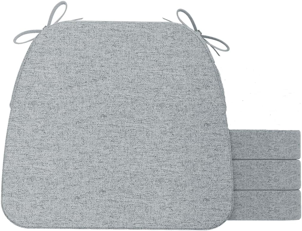 AAAAAcessories D-Shaped Chair Cushions, 2" Thick Dining Chair Pads with Ties and Removable, Machine-Washable Cover, 17" x 16", Set of 4, Gray