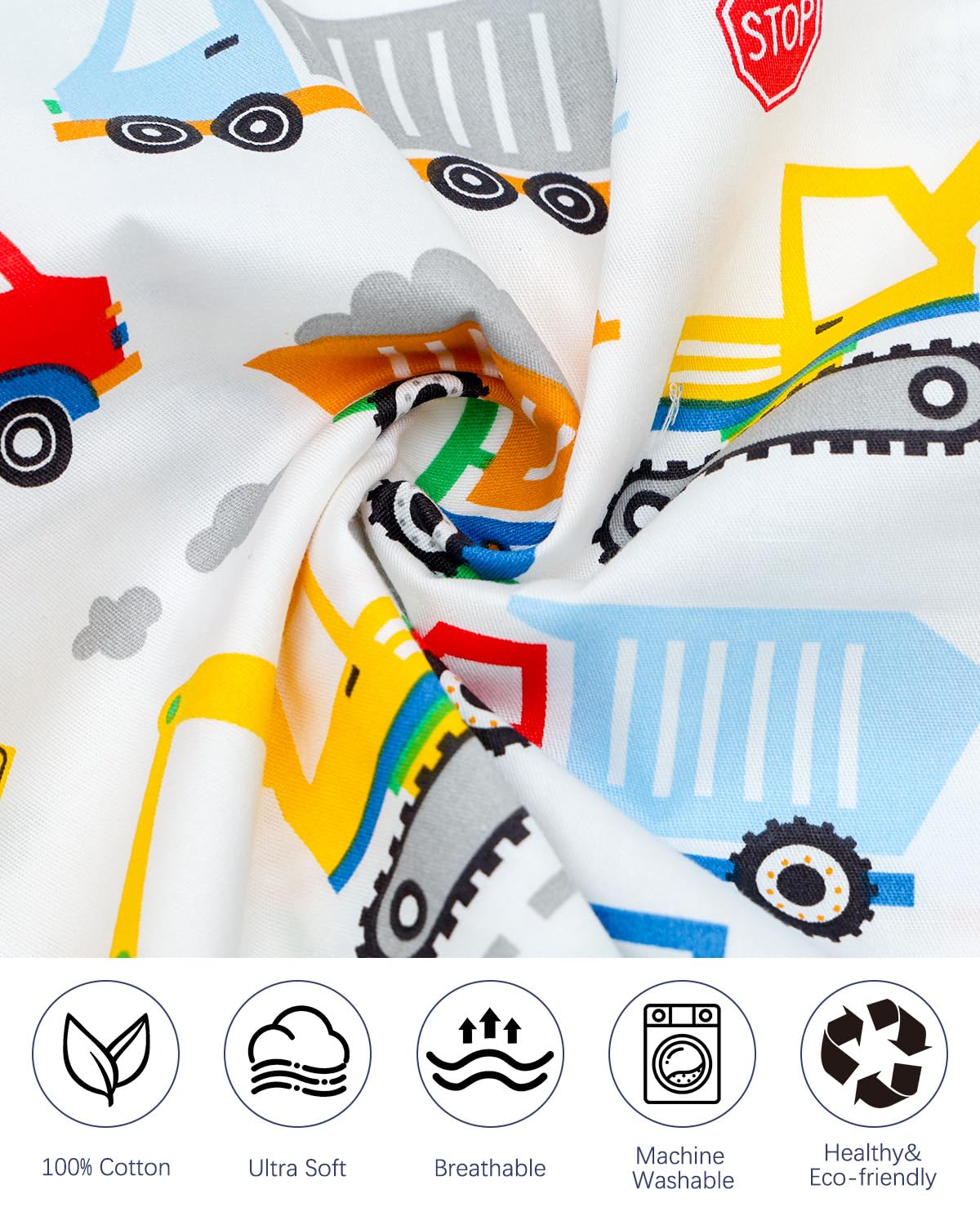 ALVABABY Toddler Pillowcases 2 Pack Organic Cotton Kids Pillow Cover Fit 13"x 18" or 12"x16" Envelope for Girl Boy Sleepy Travel(Pillowcase Only)