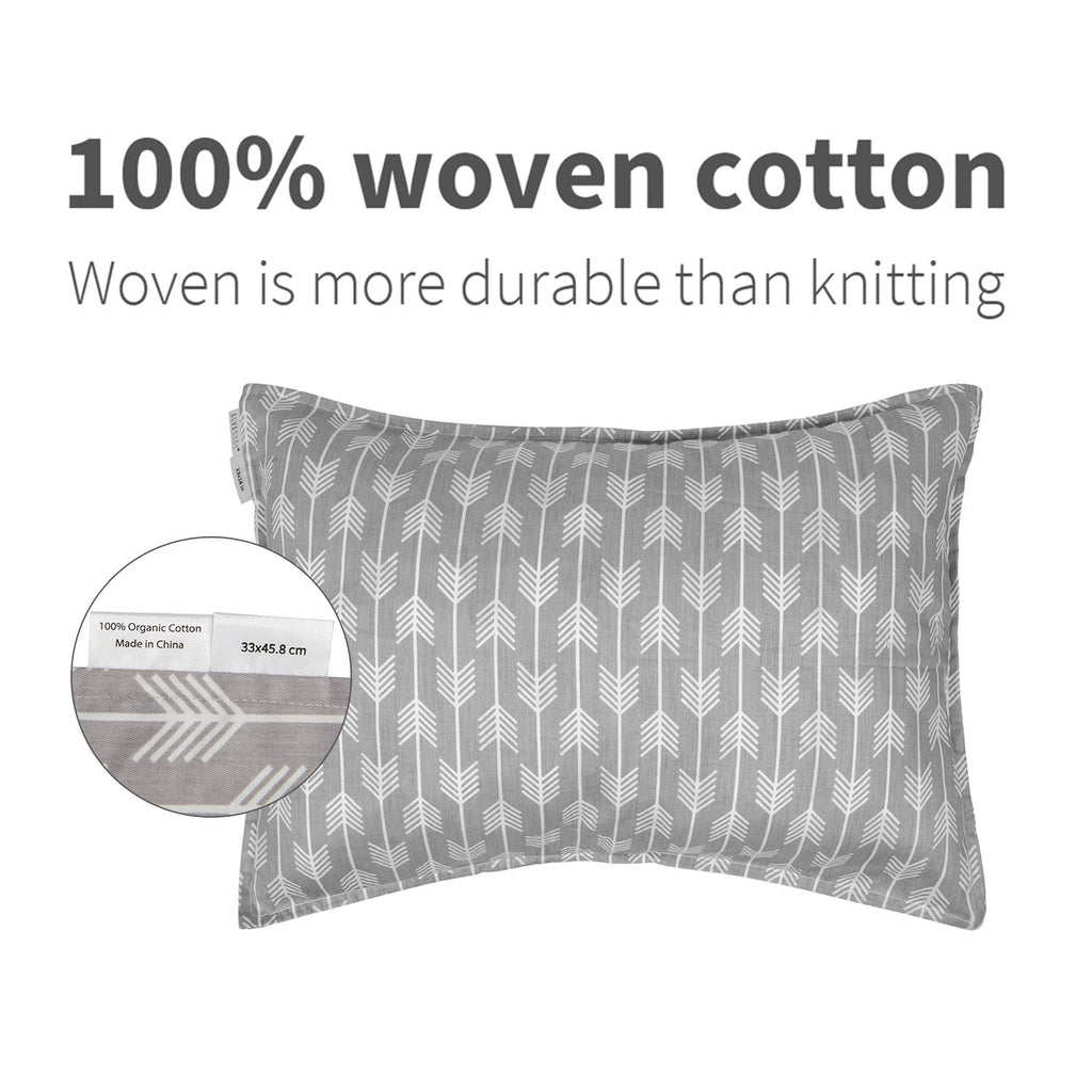 ALVABABY Toddler Pillowcases 2 Pack Organic Cotton Kids Pillow Cover Fit 13"x 18" or 12"x16" Envelope for Girl Boy Sleepy Travel