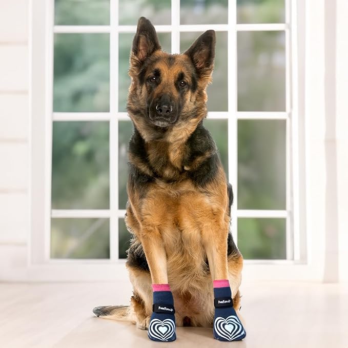 Medical Therapeutic Double Sided Non-Slip Cotton Dog Socks | PawFlex Comfy Pawz Silicone Grip on Inner Cuff No Twisting or Sliding Off | Senior & Disabled Dog Traction Control |Pet Paw Protection