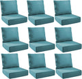 Outdoor Cushion Set for Furniture Patio Furniture, UV Resistant, Water Resistant - 6 Inch Thick Foam Garden Cushions– 24x24 Inch Patio Seat Covers for Chair/Sofa/Couch | Peacock Green | 9-Pack |