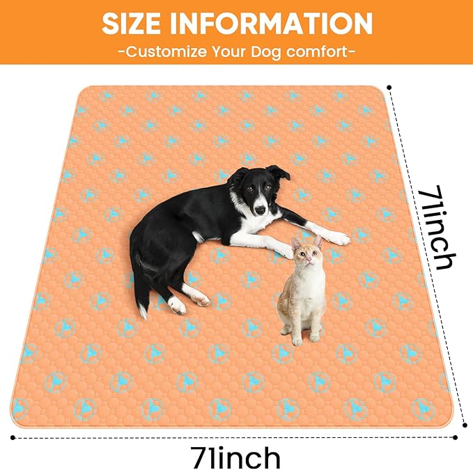 PJYucien Washable Pee Pads for Dogs, 71" x 71" Puppy Pads, Leak-Proof Potty Training Pads for Couch, Crate, Playpen, Bed, Sofa, Square. (Orange)