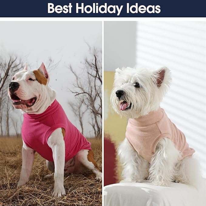 IECOii 2 Pack 2XL Fleece Dog Pullover - Soft, Warm Vest Sweater for Large Dogs with Leash Hole, Stretchy and Comfortable for Holiday Seasons (Size 2XL, Rose Red & Dusty Pink)