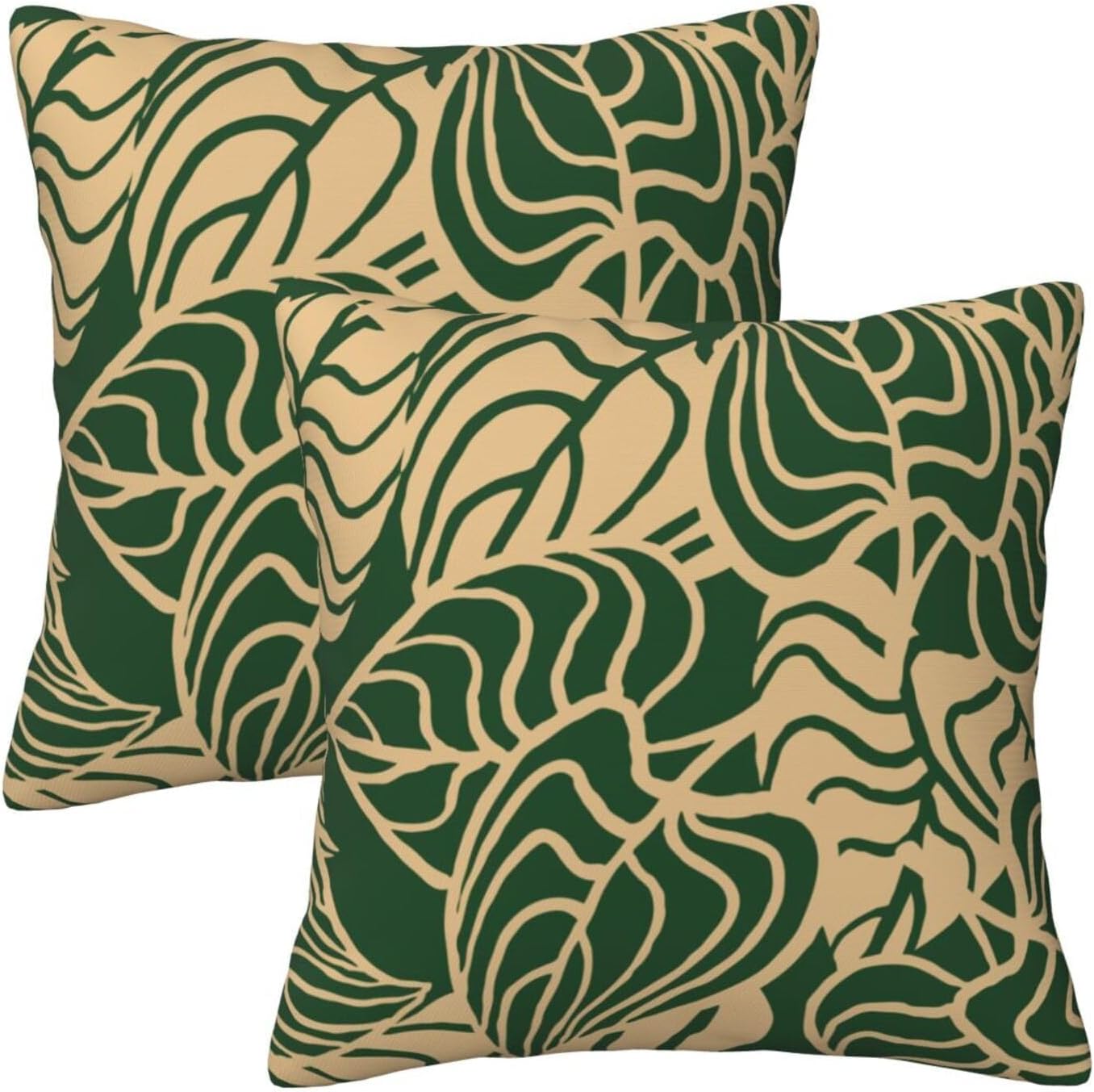 Tropical Green Plant Throw Pillow Covers 18x18 Inch Set of 2 Summer Sage Green Palm Leaves Decorative Pillow Cases Farmhouse Cushion Covers for Couch Sofa Bed Living Room Decor