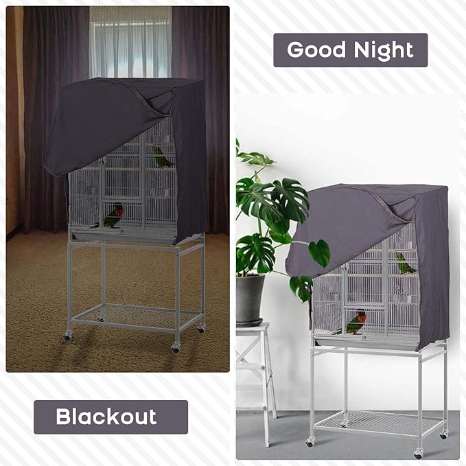 QBLEEV Birdcage Covers, Breathable Parrot Cage Cover Shade, Universal Blackout Windproof Light-Proof Covering Reduces Distractions Night Accessories Cloth Without Cage-17.7x24.8x31.5in (LxWxH)
