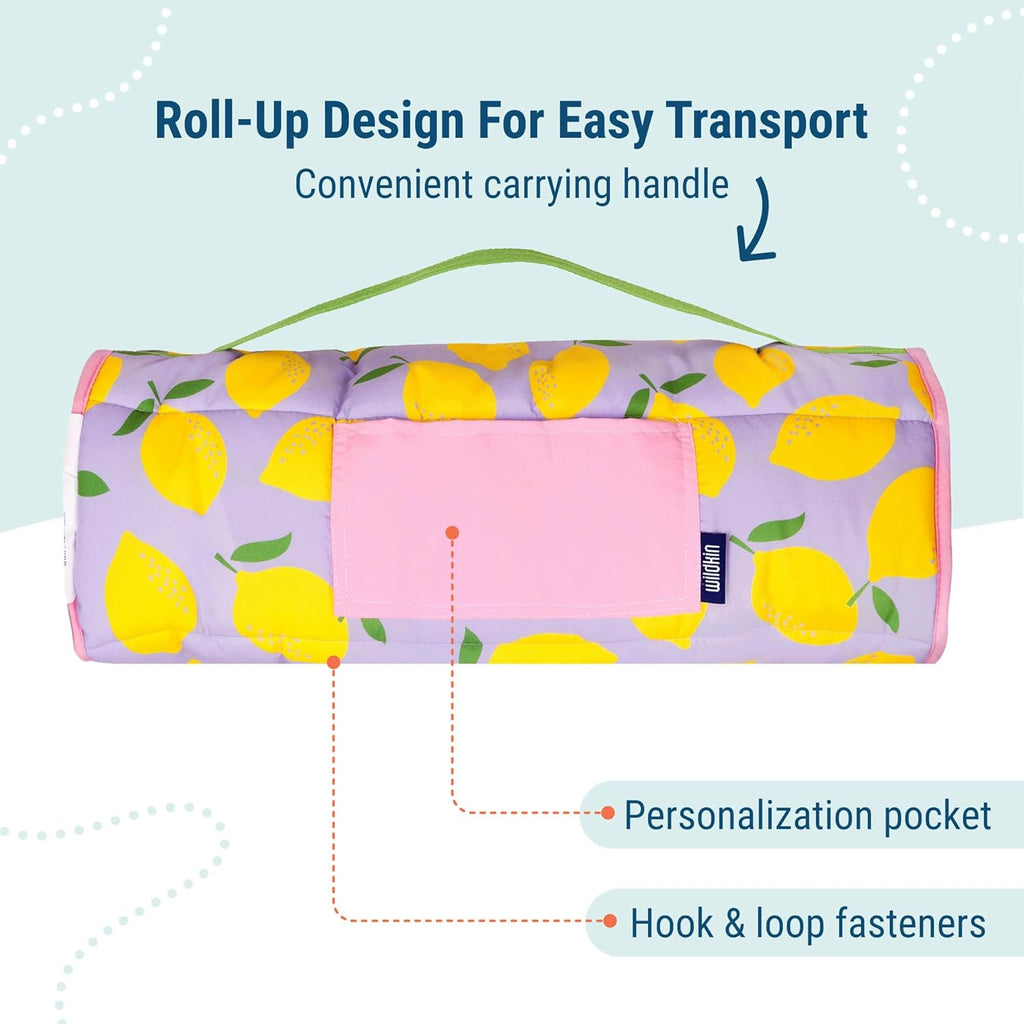 Wildkin 43-inch Kids Nap Mat – Soft Microfiber Toddler Sleeping Mat with Pillow