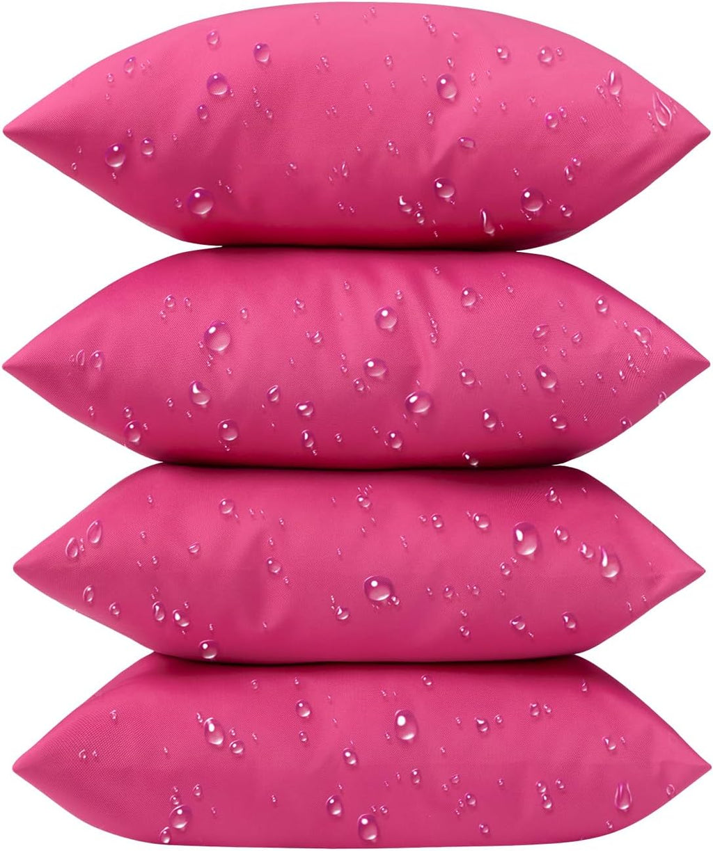 Phantoscope Pack of 4 Premium Dual Usage Outdoor Pillow Inserts, Waterproof Throw Pillows No Cover Needed, Colorful Decorative Couch Sham Cushion Stuffer Patio Couch Tent, Pink 18 x 18 Inches