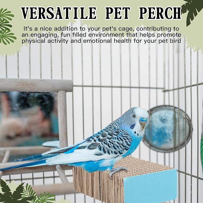 2 Pieces Bird Chew Toy Parrot Cage Perch Cardboard Platform Bird Paw Grinding Stand Parrot Cage Playground for Macaws, Small Parakeets, Conures, Budgies, Finches Conure Cockatiel (Small)