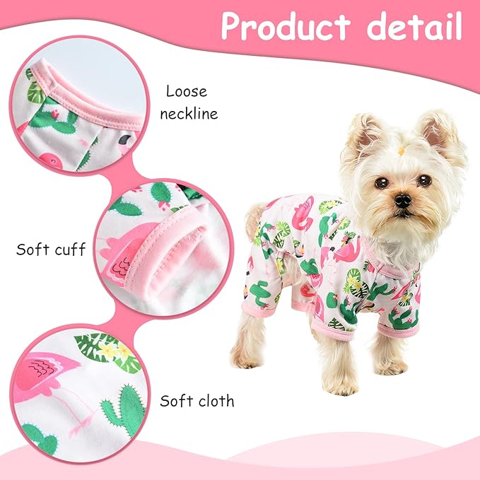 Dog Clothes for Small Dogs Boy Girl, Dog Pajamas Tiny Chihuahua Yorkie Spring Summer Shirt, Cute Puppy Outfit Pjs Jumpsuit Cat Onesie Apparel Pet Clothes