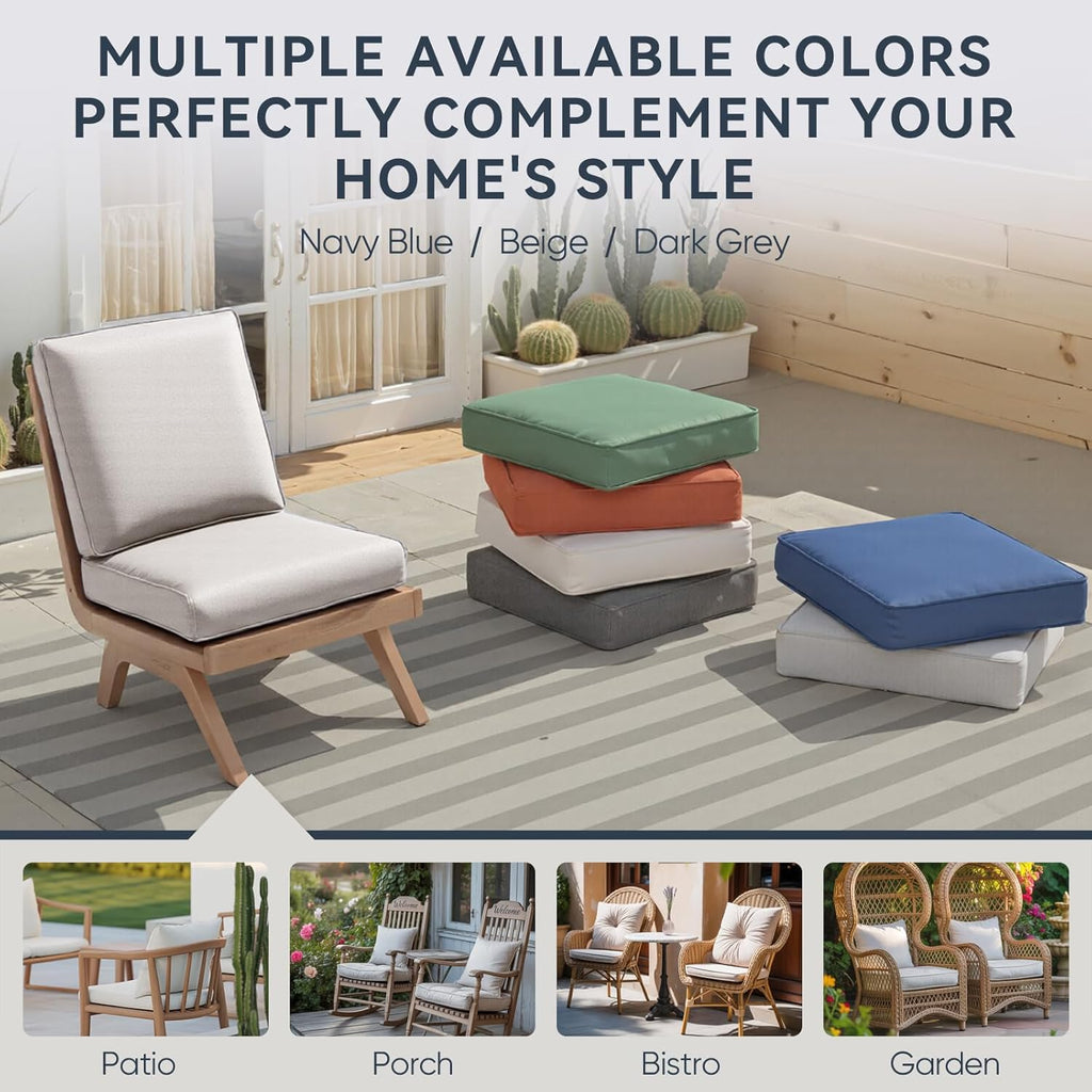 8-Piece Outdoor Patio Cushion Set - Fade & Water Resistant with Removable Olefin Cover, 22x24x4 Inch Memory Foam Cushions for Wicker Sectional Sofa – Beige/Regular