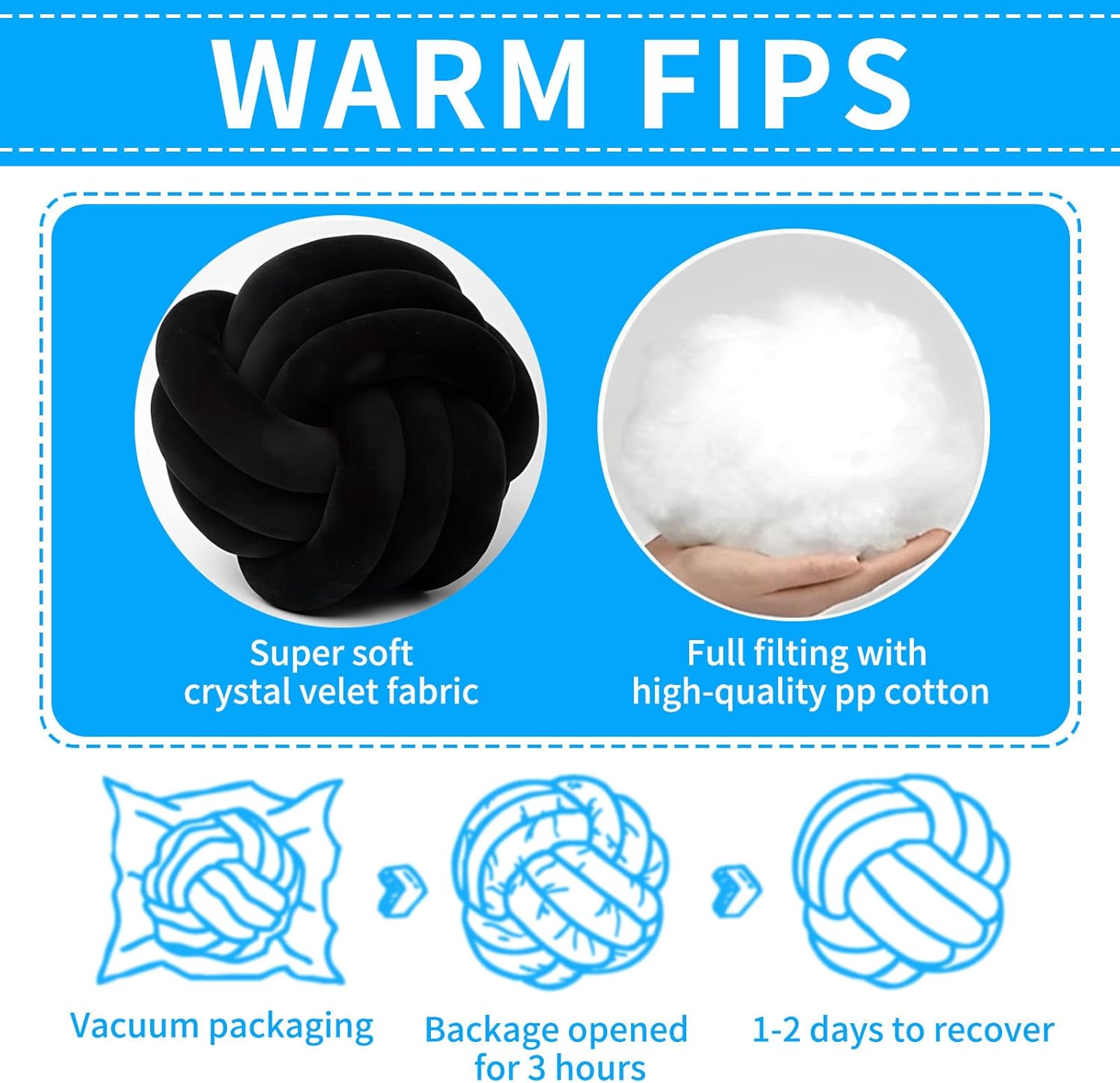 Knot Ball Pillows, Round Throw Pillow Cushion Home Decoration Soft Plush Pillow, Throw Knotted Ball Pillow Handmade Children Room Decoration Round Plush Toy Pillow (Black,8.5"/22cm)