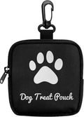 KEIAHUAN Dog Paw Print Dog Treat Pouch for Pet Walking and Training with Clip, Small Training Bag Portable Dogs Treat Bag Pet Snack Bags for Puppy, Black