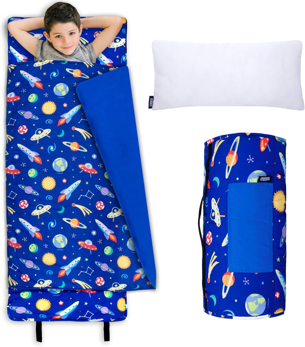 Wildkin Kids Original Nap Mat – Cozy Kids Sleep Mat with Pillow, Ideal for School & Travel - Out of This World