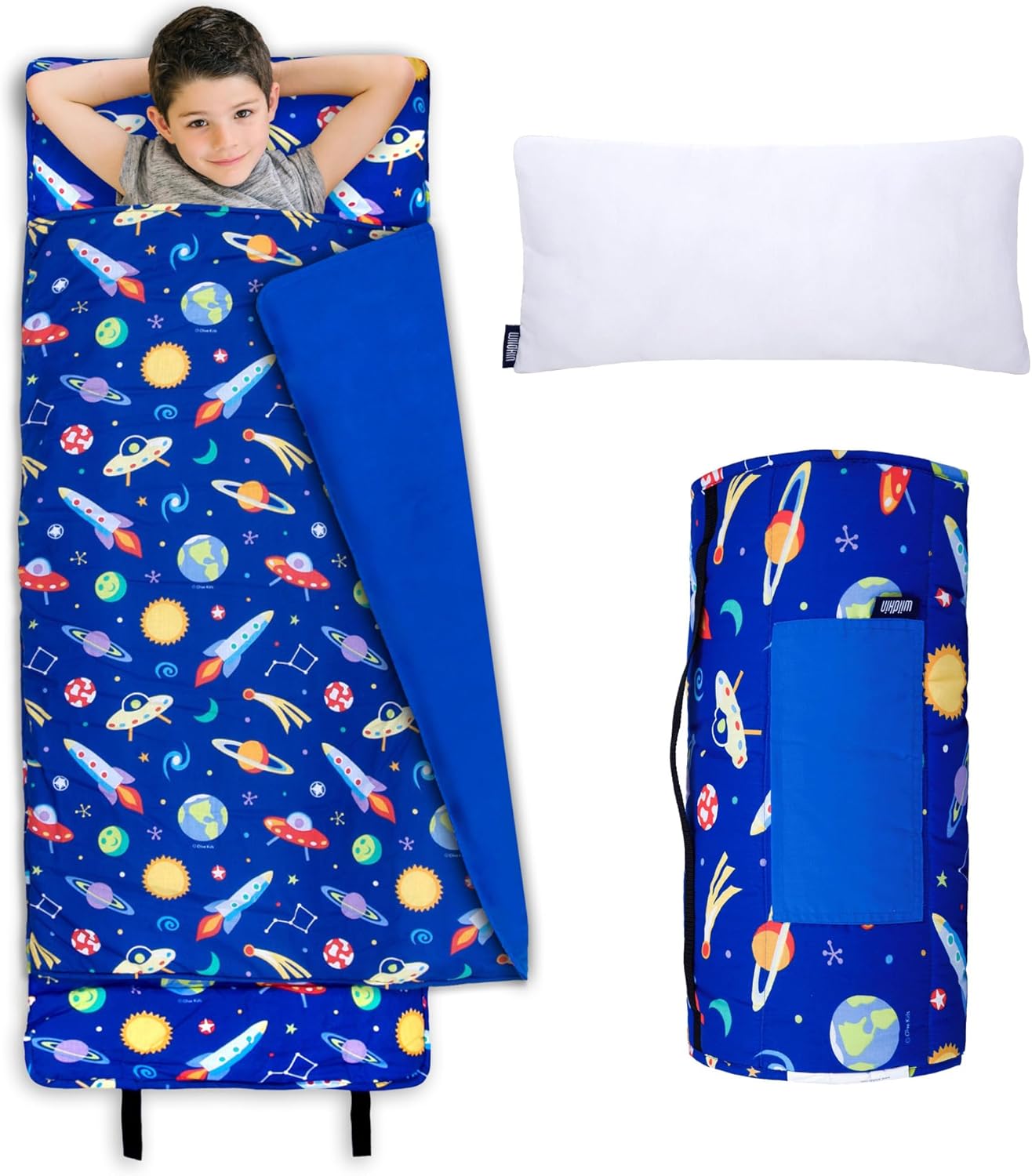 Wildkin Kids Original Nap Mat – Cozy Kids Sleep Mat with Pillow, Ideal for School & Travel - Out of This World