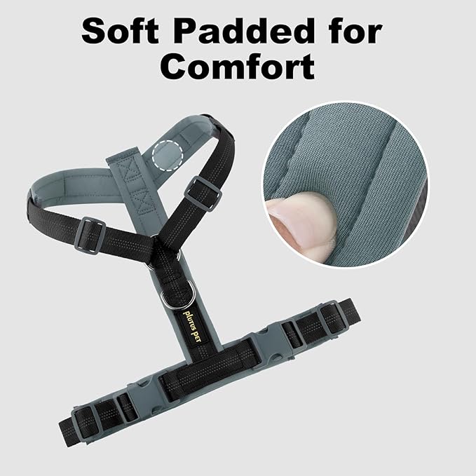Plutus Pet No Pull Dog Harness, Adjustable Nylon Harness with Soft Padding, Reflective and Heavy Duty Dog Harness for Small, Medium, Large Dogs(Black, M)