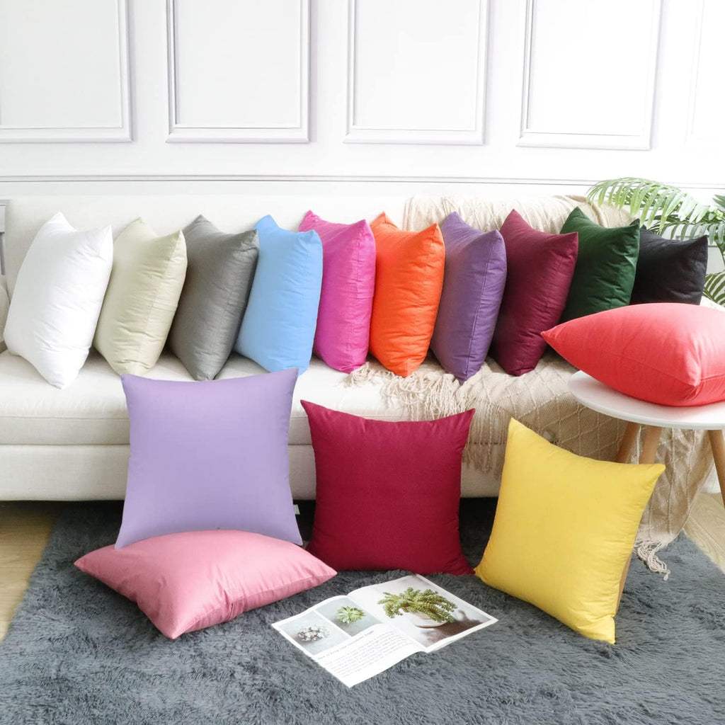 Thmyo 4-Pack 100% Cotton Comfortable Solid Decorative Throw Pillow Case, Square Cushion Cover Pillowcase Sublimation Blank Pillow Covers DIY Throw Pillowcase for Sofa(18x18 inch/ 45x45cm,Purple)