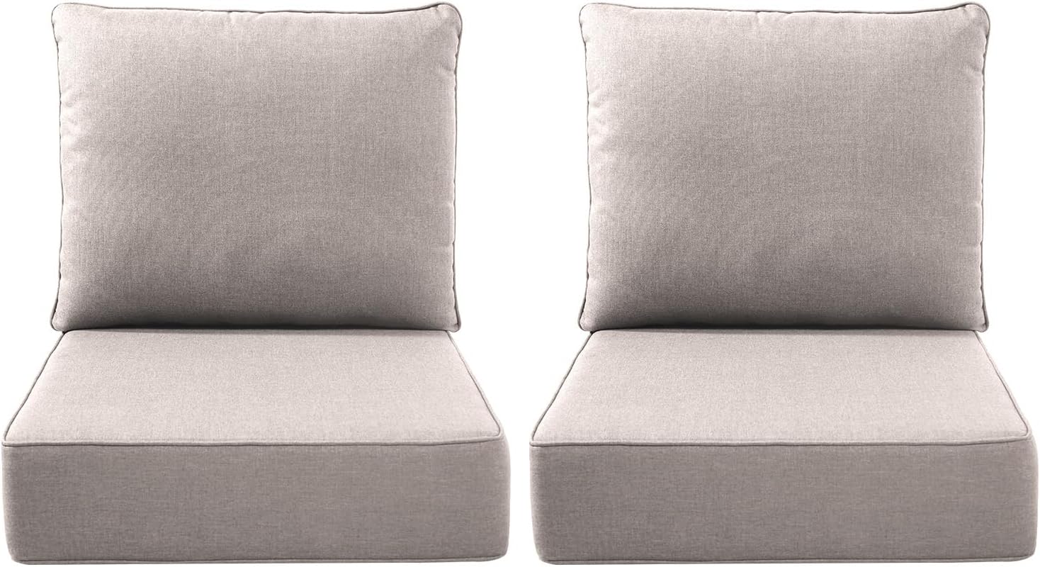 Luxury Outdoor Seat Cushion Set-22 x 24 x 6 Inch Outdoor Chair Cushions with Water Resistant & Removable Cover Outdoor Cushions for Patio Furniture Chair Sofa Couch