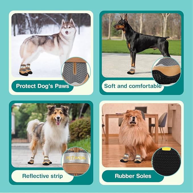 Dog Shoes for Large Dogs, Medium Dog Boots & Paw Protectors for Winter Snow, Breathable Dog Booties for Hot Pavement, Hardwood Floors Gray Size 6