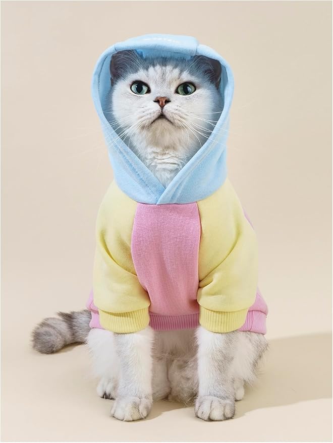 QWINEE Basic Dog Hoodie Sweatshirt Puppy Sweater Warm Cat Costumes Pet Clothes for Chihuahua Puppy Kitten Small Medium Dogs Pink Large